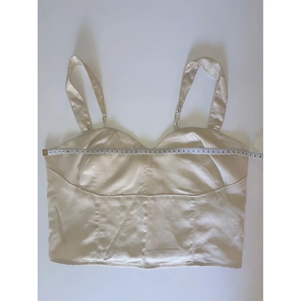 Abercrombie & Fitch Satin Crop Top Champagne Sweetheart Smocked Back Medium